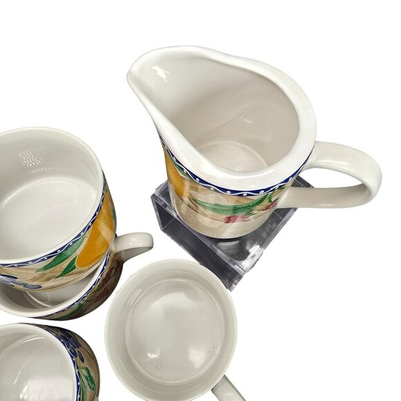 Sango Delight Ceramic Fruit-Themed Mugs Sugar Bowl & Creamer Set JJ3830 - Picture 6 of 11